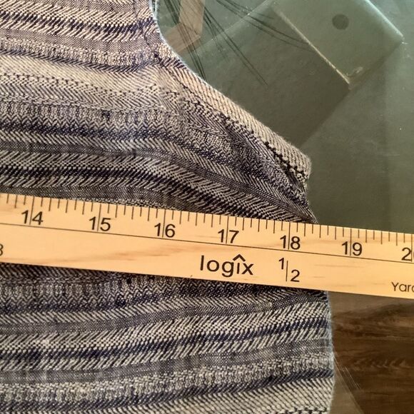 Pure j jill linen Women’s XS 100% linen sleeveless blue striped beach wave dress - Picture 12 of 12